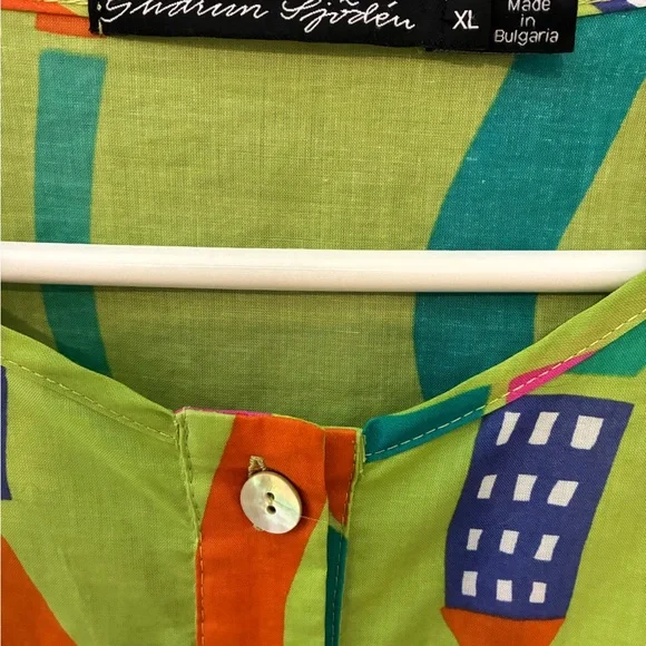 NWOT Gudrun Sjoden Green Multicolor Tunic - Picture 3 of 4
